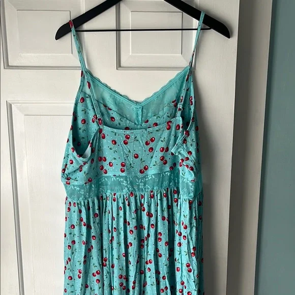 Torrid Super Soft Rib Lace Trim Sleep Chemise Very Cherry Aqua Sky - Picture 6 of 8
